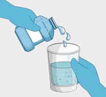 Gratis vector mondhygiëne behandeling met mondwater medicijnen