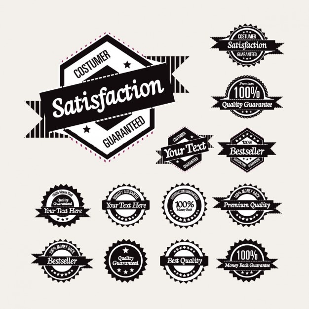 Gratis Vector monochromatische gegarandeerd badges