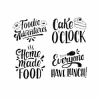 Gratis vector monochrome letters foodie stickers collectie