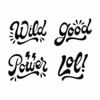 Gratis vector monochrome letters populaire woorden stickers collectie