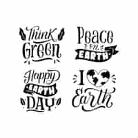 Gratis vector monochroom belettering aarde dag stickers collectie