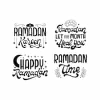 Gratis vector monochroom belettering ramadan stickers collectie