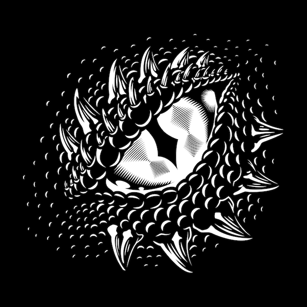 Gratis vector monochroom drakenoog