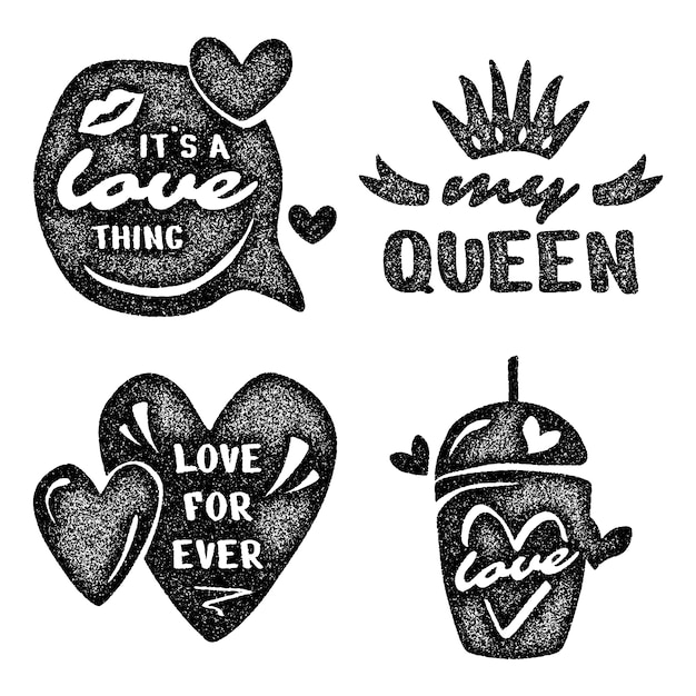 Gratis vector monochroom paar stickers collectie