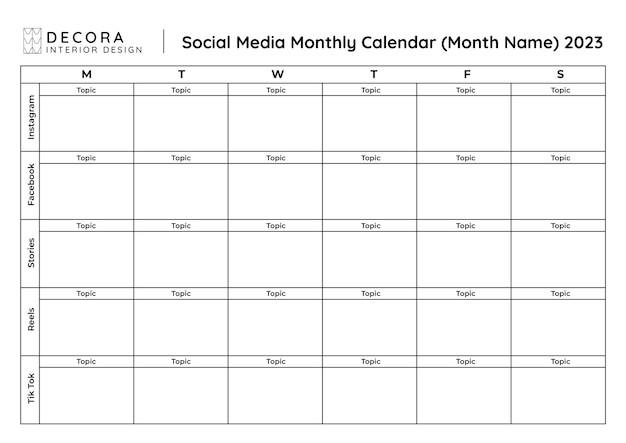 Gratis vector monocolor eenvoudig decora interieur sociale media kalender