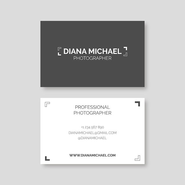 Gratis vector monocolor eenvoudig diana michael fotograaf visitekaartje