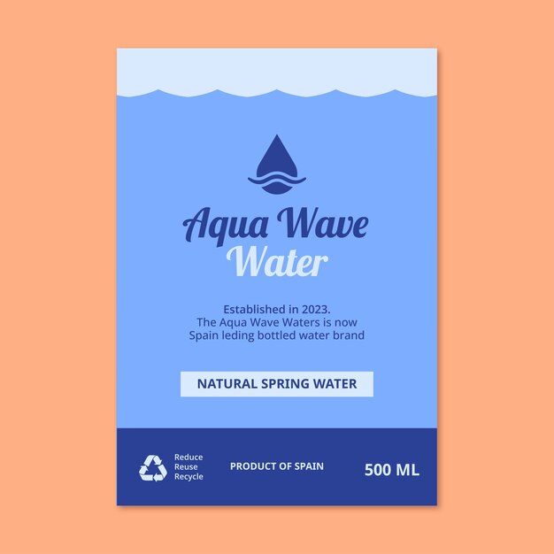 Gratis vector monokleurig aquawave waterlabel