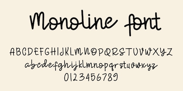 Monoline script lettertype alfabet