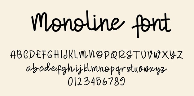 Monoline script lettertype alfabet