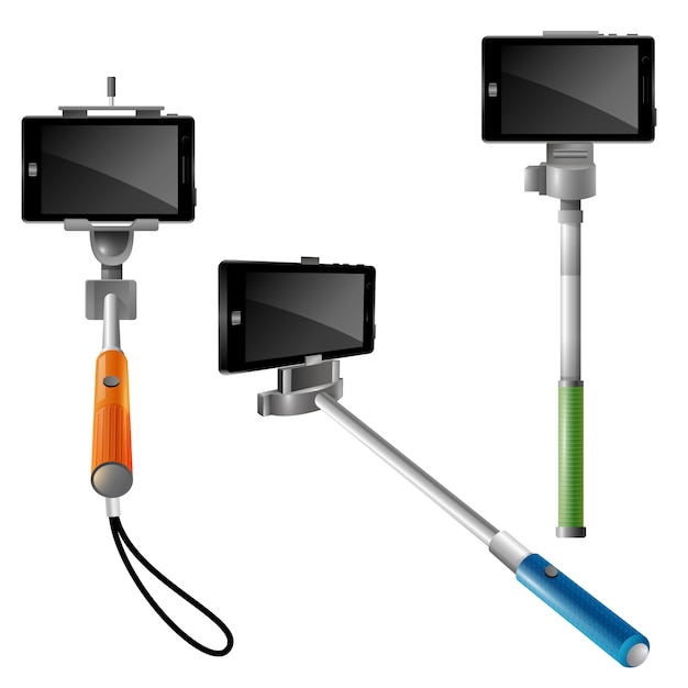 Gratis vector monopods met pnones voor selfie