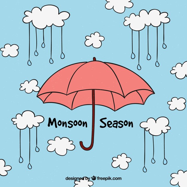 Monsoon achtergrond met paraplu