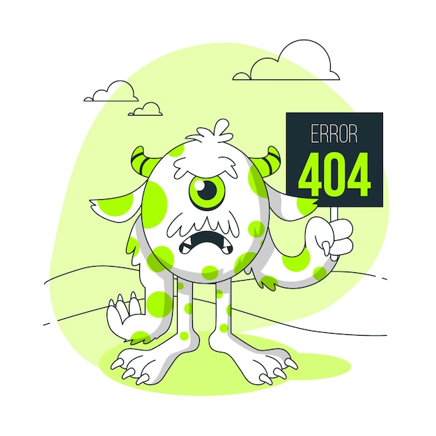 Monster 404 fout concept illustratie