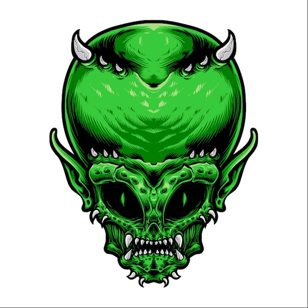 Monster buitenaards hoofd vector logo