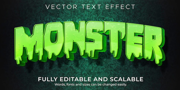 Monster cartoon teksteffect; bewerkbare komische en grappige tekststijl