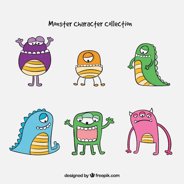 Gratis vector monster set van zes