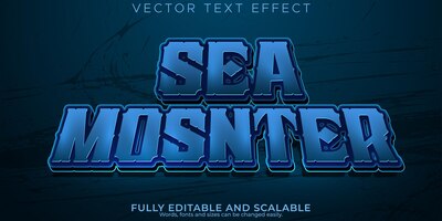 Monster teksteffect bewerkbare zee- en piratentekststijl