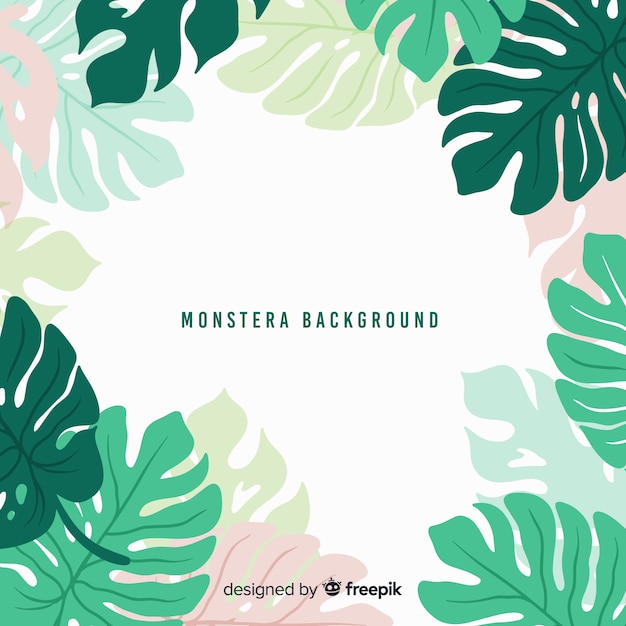 Monstera van de pastelkleur bladerenachtergrond