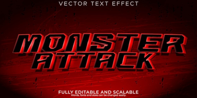 Monsteraanval teksteffect bewerkbaar eng en horror t tekststijl