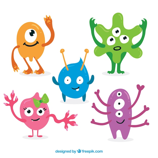 Gratis vector monsterpakket van vijf