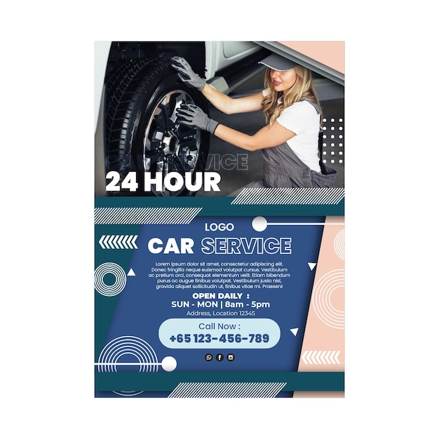 Gratis vector monteur auto service poster sjabloon