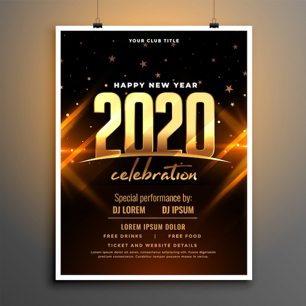 Mooi 2020 Nieuwjaar poster sjabloonontwerp