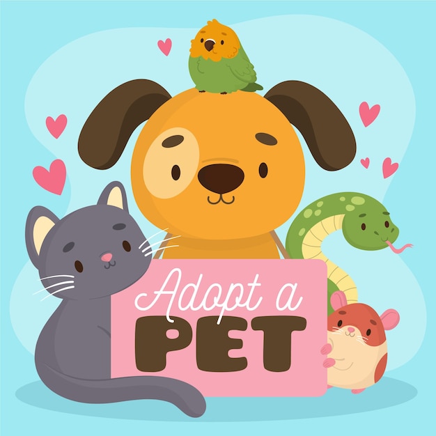 Mooi adopteer een huisdierenillustratie
