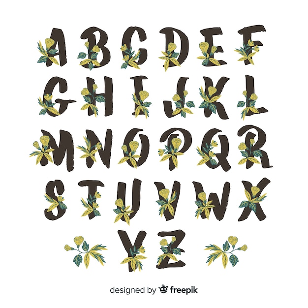Mooi alfabet met bloemen