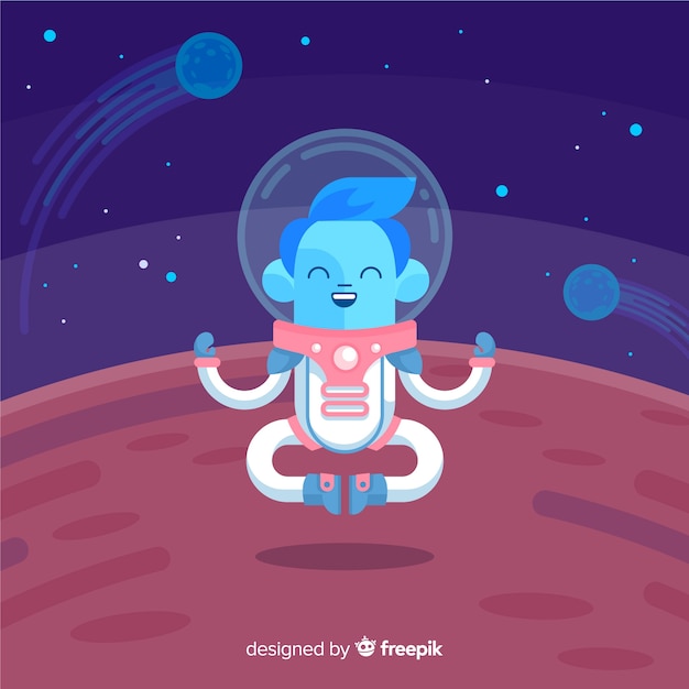 Mooi astronautenkarakter met vlak ontwerp