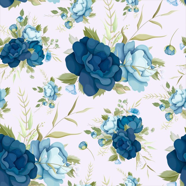 mooi blauw bloemen naadloos patroon