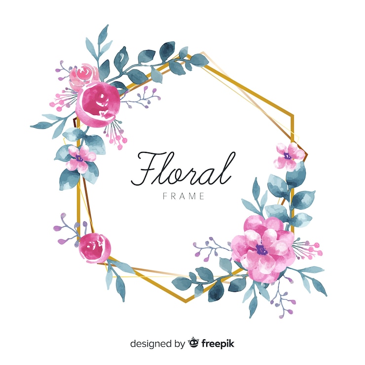 Gratis Vector mooi bloemenkader in waterverfstijl