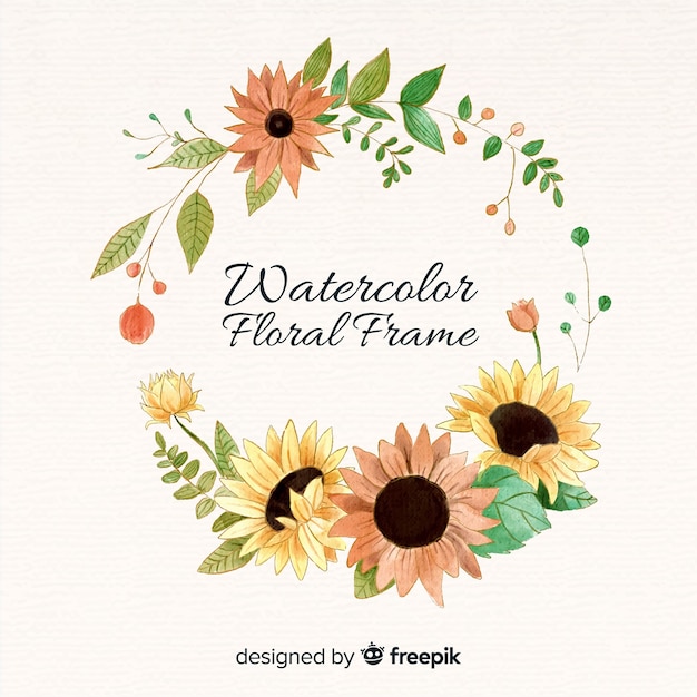 Gratis vector mooi bloemenkader in waterverfstijl