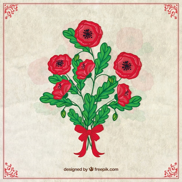 Gratis vector mooi boeket van vintage bloemen