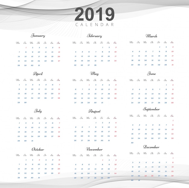 Mooi de kalenderontwerp van 2019