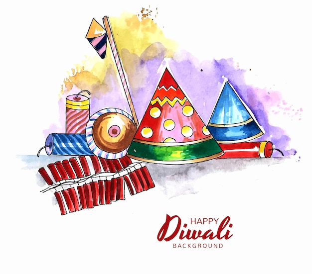 Gratis vector mooi decoratief diwali-crackers-vieringskaartontwerp