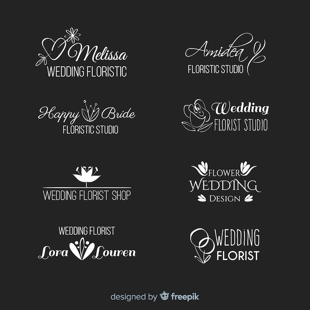 Gratis vector mooi en elegant logo of logo ingesteld voor bruiloft of bloemist