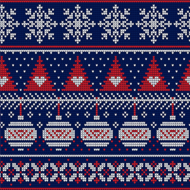 Gratis vector mooi gebreid kerstpatroon