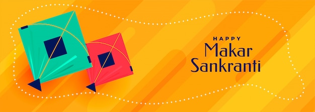 Gratis vector mooi makar sankranti vliegersfestival bannerontwerp