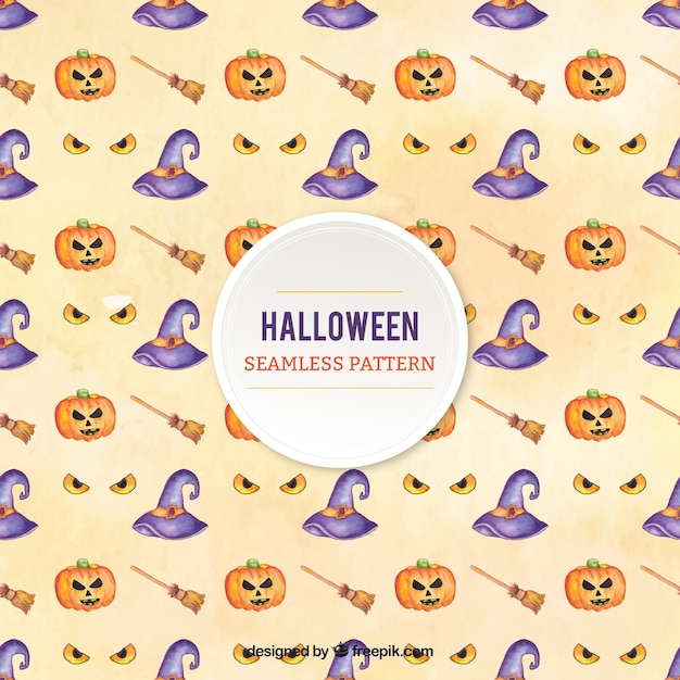 Mooi patroon met halloween elementen in aquarel stijl