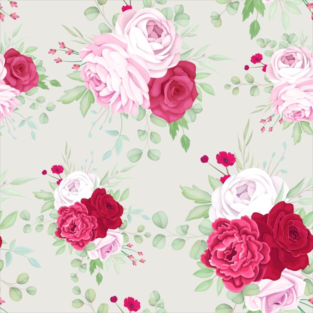 mooi rood en roze bloemenframe naadloos patroonontwerp