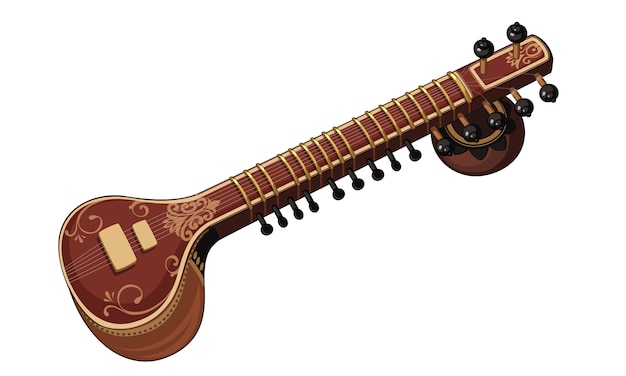 Gratis vector mooi sitar klassiek muziekinstrument