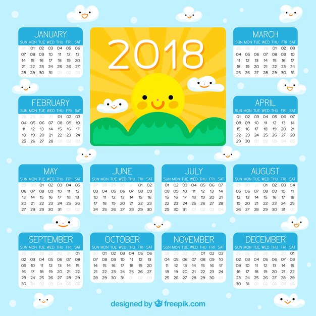 Gratis vector mooie 2018 kalender