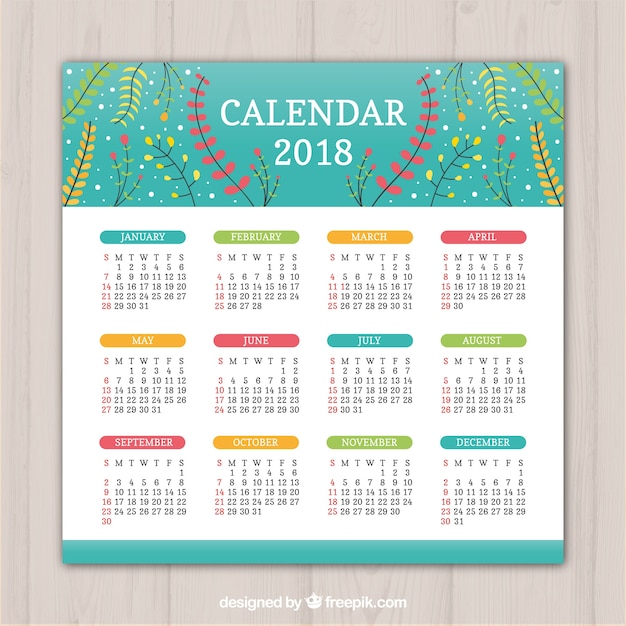 Gratis vector mooie 2018 kalender