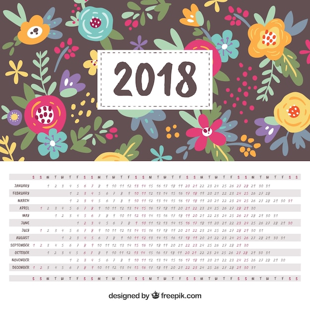 Gratis vector mooie 2018 kalender