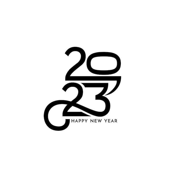 Gratis Vector mooie 2023 happy new year tekstontwerp achtergrond