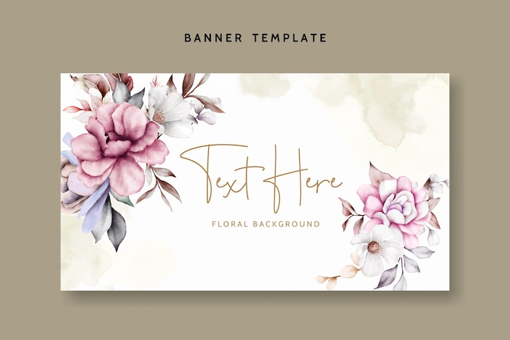 Gratis Vector mooie aquarel bloemen en bladeren achtergrond voor banner en frame