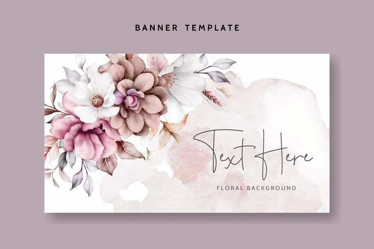 Gratis Vector mooie aquarel bloemen en bladeren achtergrond voor banner en frame