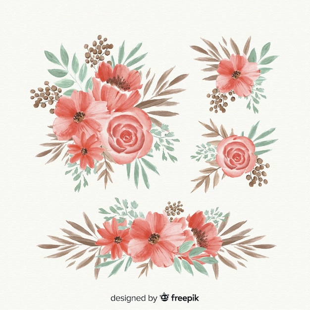 Mooie aquarel bloemenboeketcollectie