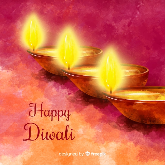 Gratis vector mooie aquarel diwali achtergrond