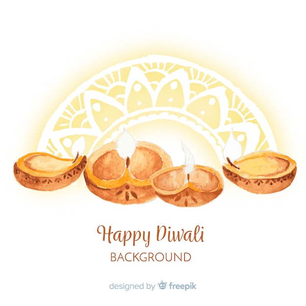 Gratis vector mooie aquarel diwali achtergrond