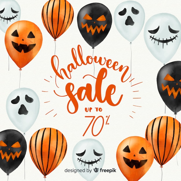 Gratis vector mooie aquarel halloween verkoop samenstelling